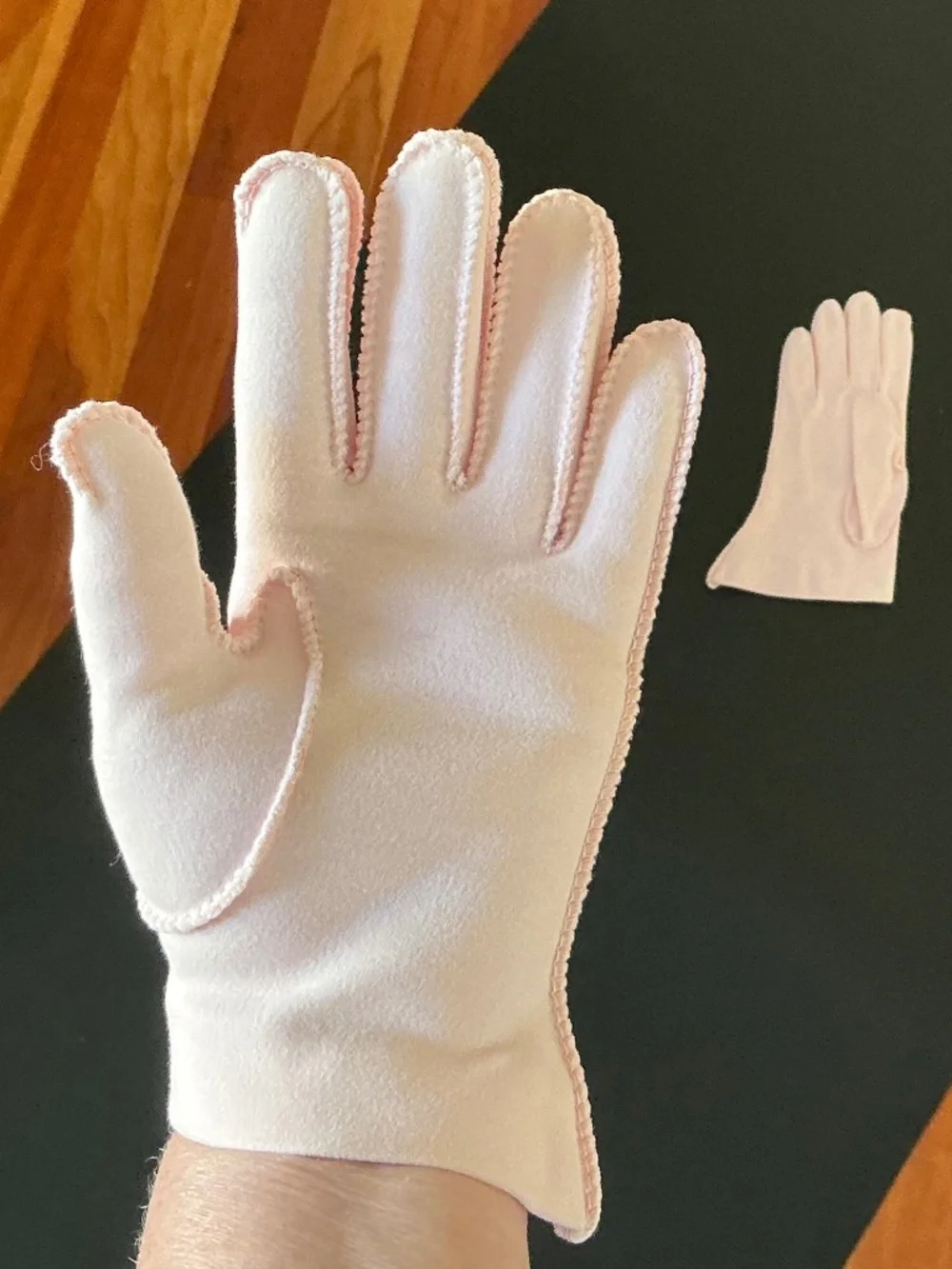 VTG 1950s Shalimar Pink Cotton Dress Gloves Shorties Double Knit Size 6.5
